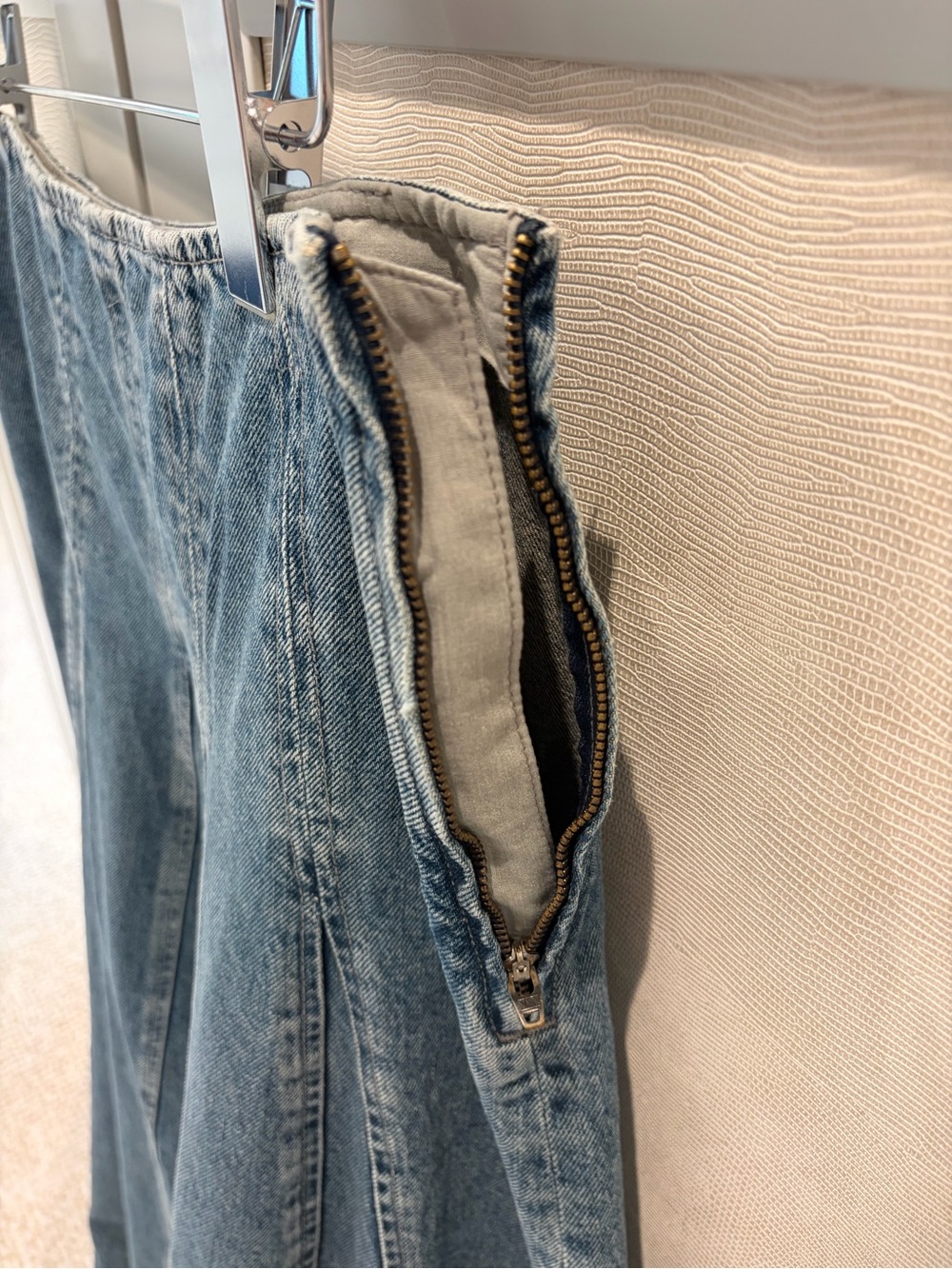 MASSIMO DUTTI Denim Panel A-Line Midi Skirt - Blue - Picture 4 of 6